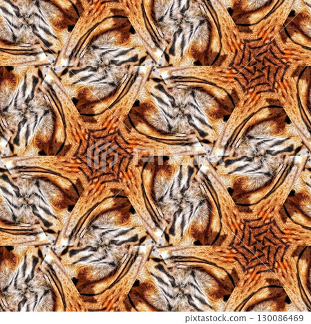 Animal skin concept design with African texture that grow awareness to save animal for nature. Artificial mixed animals fur background to use as rug, tiles, wall hanging to avoid killing any predators 130086469