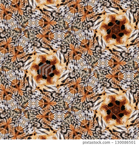 Animal skin concept design with African texture that grow awareness to save animal for nature. Artificial mixed animals fur background to use as rug, tiles, wall hanging to avoid killing any predators 130086501