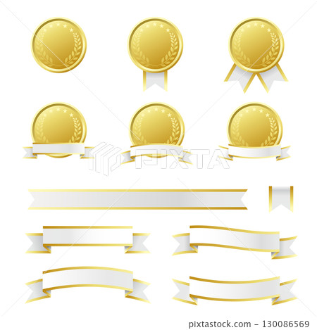 獎牌和金絲帶插圖集 130086569