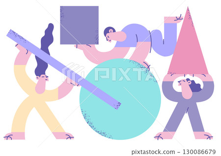 Geometric shapes and people concept 130086679