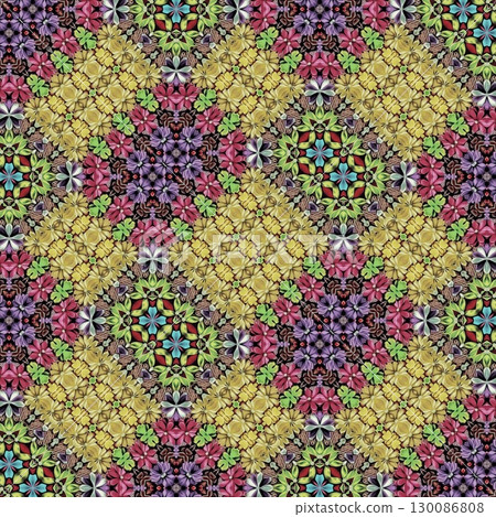 Hyper real fashion for floor tiles and carpet. Traditional mystic background design. Arabesque ethnic texture. Geometric stripe ornament cover photo. Repeated pattern design for digital textile print 130086808