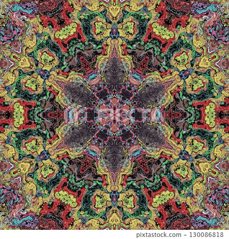 Hyper real fashion for floor tiles and carpet. Traditional mystic background design. Arabesque ethnic texture. Geometric stripe ornament cover photo. Repeated pattern design for digital textile print 130086818