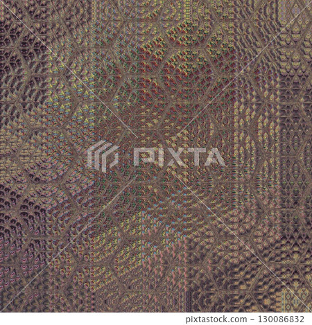 Hyper real fashion for floor tiles and carpet. Traditional mystic background design. Arabesque ethnic texture. Geometric stripe ornament cover photo. Repeated pattern design for digital textile print 130086832