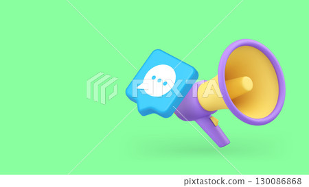 Vibrant Loudspeaker And Mail Icon Symbolizing Communication Digital Marketing Banner 130086868