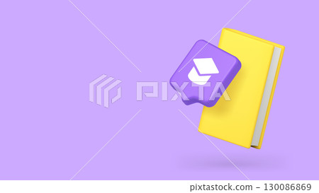 Academic Hat On Yellow Book Symbolizing Education Graduation Banner Vector Illustration 130086869