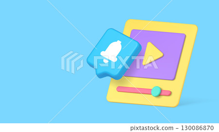 Video Player Symbol With Notification Icon For Streaming Communication Banner Vector Illustration 130086870