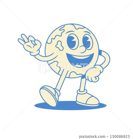 Cheerful globe Earth plant cartoon character okay good gesture contoured vector flat Cheerful globe Earth plant cartoon character okay good gesture contoured vector flat 130086923
