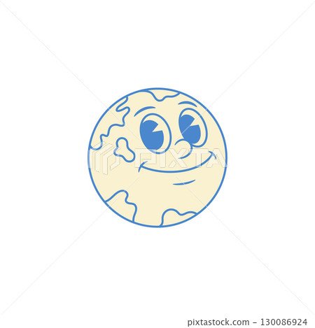 Cute smiling face globe Earth planet cartoon character emoji contoured vector flat Cute smiling face globe Earth planet cartoon character emoji contoured vector flat 130086924