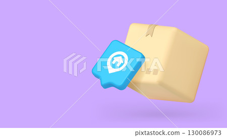Delivery Box with Location Pin 3d Realistic Icon for Shipping Copy Space Banner Vector Illustration Delivery Box with Location Pin 3d Realistic Icon for Shipping Copy Space Banner Vector Illustration 130086973
