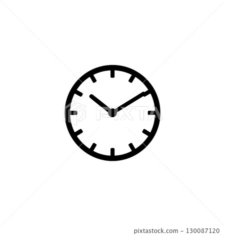 wall clock silhouette round analog time icon with hour and minute hands 130087120