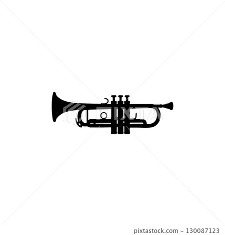 trumpet silhouette icon for music jazz and brass instrument themes 130087123