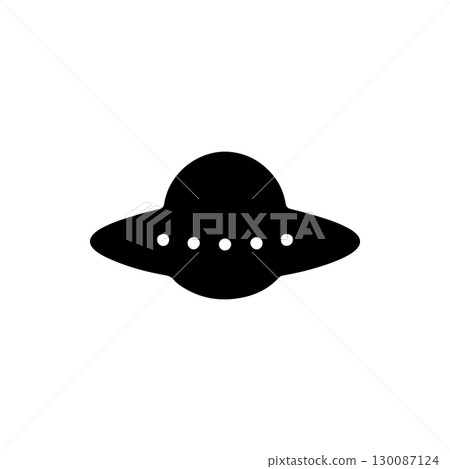 ufo silhouette icon classic flying saucer alien spacecraft 130087124