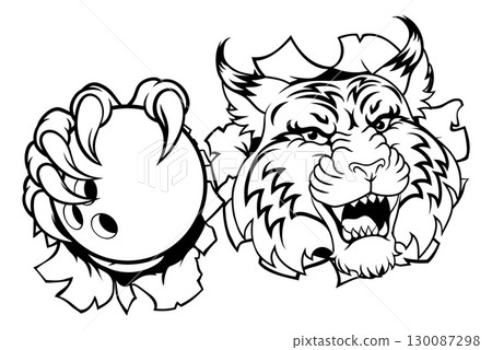 Wildcat Bobcat Bowling Animal Sports Team Mascot 130087298