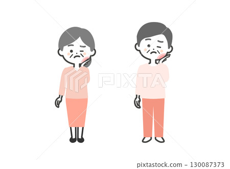 Elderly three-headed male and female illustration 130087373