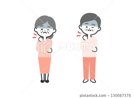 一位老年男子和一位老年婦女抱著肩膀的三頭插圖 一位老年男子和一位老年婦女抱著肩膀的三頭插圖 130087378
