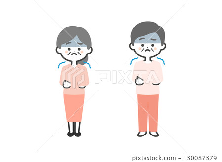 感覺寒冷的三頭男人和女人的插圖 130087379