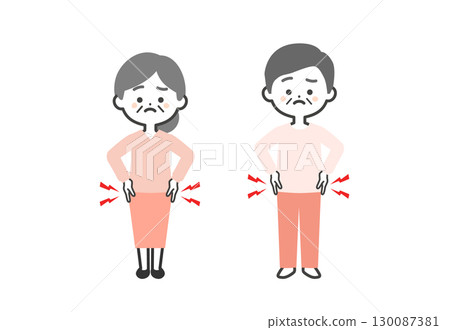 一位老年男子和一位老年婦女抱著腰的三頭插畫 一位老年男子和一位老年婦女抱著腰的三頭插畫 130087381