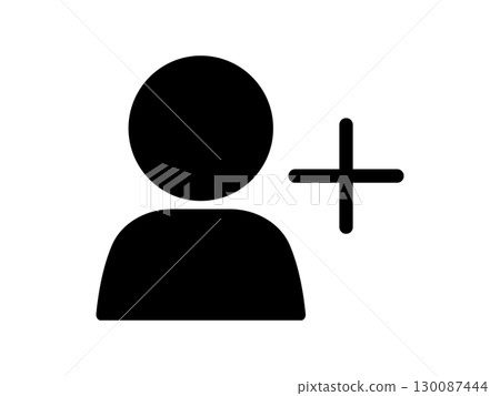 人與加法符號的單調圖標 130087444