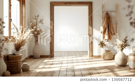 自然的室內裝潢簡約時尚的入口形象 130087712