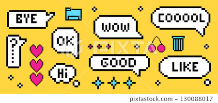 Chat bubbles with pixel y2k speech expressions Chat bubbles with pixel y2k speech expressions 130088017