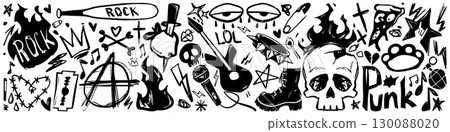Punk rock doodle art Punk rock doodle art 130088020