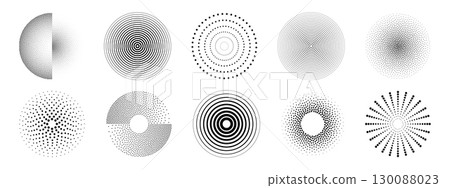Ripple dot pattern circles with halftone gradients 130088023