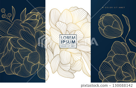 Vector luxury floral labels, vintage floral art package design. Soap, wine, jewelry product patterns, elegant wedding backgrounds, invitations, cards and covers. 130088142