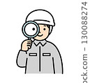 Male worker checking with a magnifying glass 130088274
