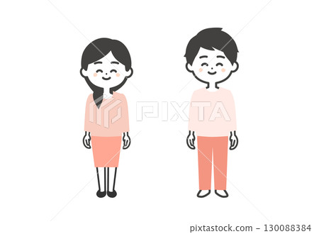 微笑的三頭男女插畫 微笑的三頭男女插畫 130088384