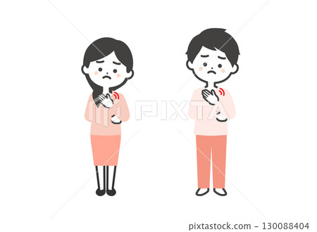 一男一女摀著胸口的三頭插畫 130088404