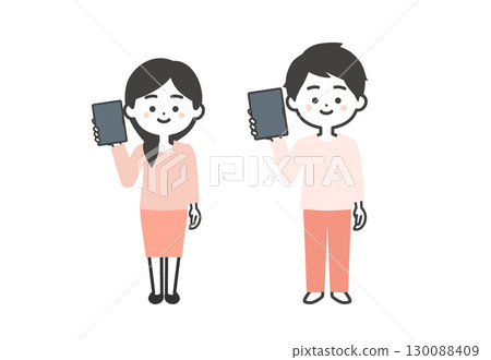三頭男與平板電腦的插圖 三頭男與平板電腦的插圖 130088409