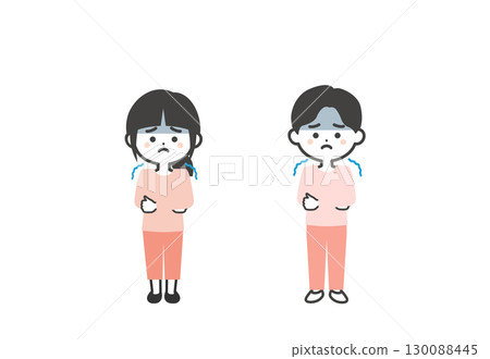 顫抖的三頭小孩插圖 130088445