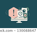 Cybersecurity analytics dashboard reveals threat detection and data visualization insights through charts, locks. User activity monitoring, cybersecurity and web security strategy vector illustration 130088647