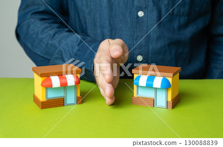 Stop aggressive business competition. Market regulation, antitrust laws, fair trade, monopoly prevention, economic justice 130088839