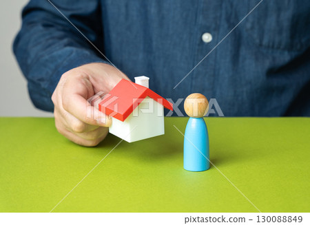 A person is provided with housing. Selling a house. Providing people with housing. Real estate market, mortgage, social support, rental options 130088849