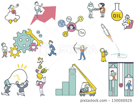 Global economic activity and change set stock illustrations 130088929