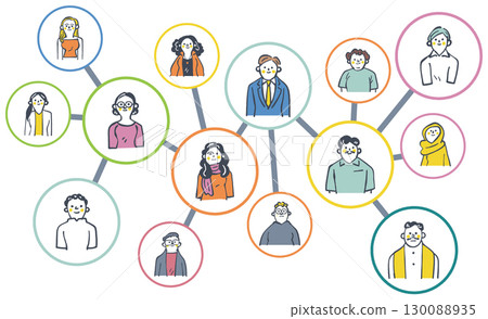 Stock illustration of a set of global talent sharing various opinions 130088935