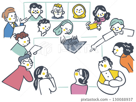 Global collaboration and idea sharing by multicultural team stock illustration Global collaboration and idea sharing by multicultural team stock illustration 130088937