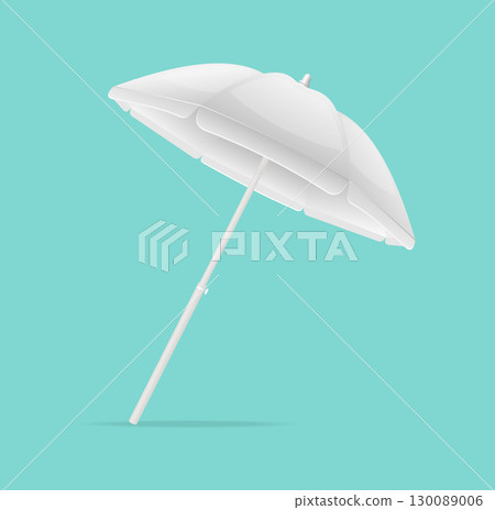 Realistic Detailed 3d White Blank Summer Sun Umbrella. Vector 130089006