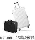 Realistic Detailed 3d Modern Suitcase and Vintage Style Suitcase Set. Vector 130089015