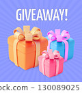 Giveaway Concept with 3d Gift Box Set Sale or Win Cartoon Design Style. Vector 130089025