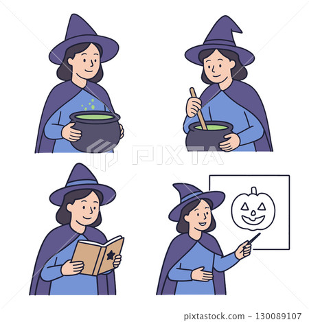 Coloring book coloring page transparency witch stirring cauldron reading book teaching Coloring book coloring page transparency witch stirring cauldron reading book teaching 130089107