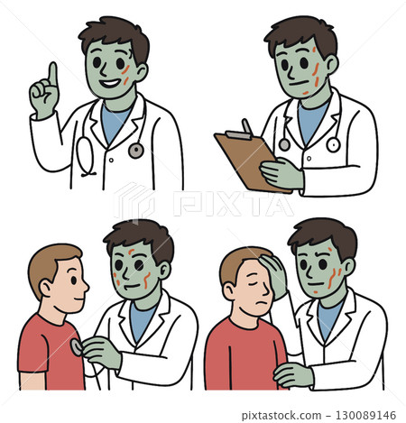 Doctor cartoon stethoscope clipboard checkup patient medical healthcare friendly 130089146