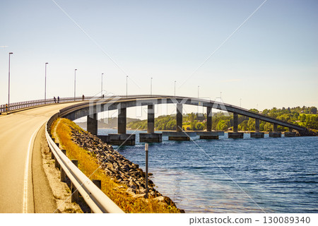 Road bridge Bolsoya, coast landscape Norway Road bridge Bolsoya, coast landscape Norway 130089340
