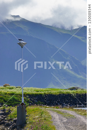 Landscape at Hovsund village Lofoten Norway 130089344