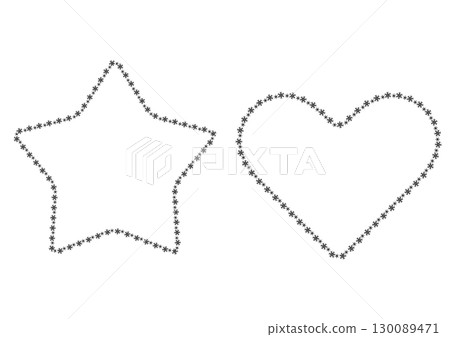 Monochrome snowflake star and heart frame set Monochrome snowflake star and heart frame set 130089471