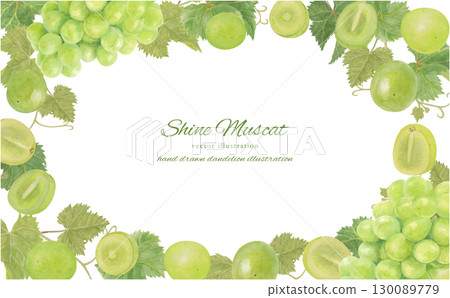 水彩閃耀馬斯喀特向量框架 130089779