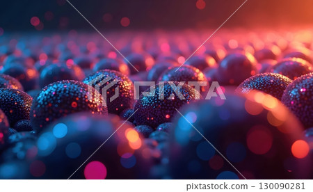 Futuristic Mosaic Of Multicolored Glowing Halftone Digital Spheres" Futuristic Mosaic Of Multicolored Glowing Halftone Digital Spheres" 130090281