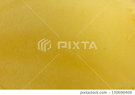 Fresh Cut Potato Macro Close-Up Yellow Background. Fresh Cut Potato Macro Close-Up Yellow Background. 130090409