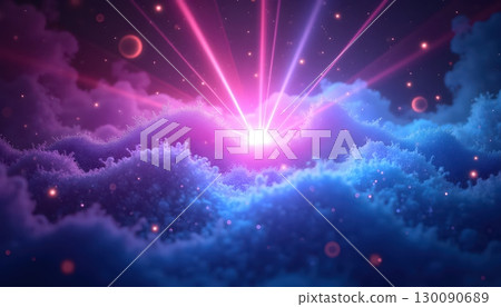 Quantum Burst Of Radiant Neon Blue Pink And Purple Sparks" 130090689